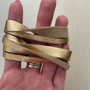 Gold Leather Wrap Bracelet